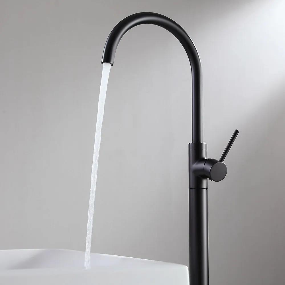 Matte Black Free Standing Bathtub Faucet