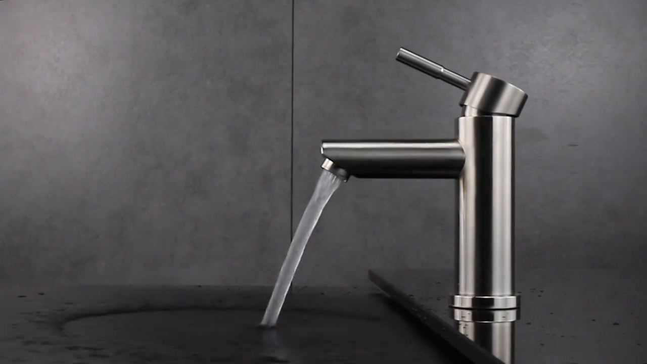 Stainless Steel Satin Bathroom Basin Faucets Hot and Cold Water Mixer Tap