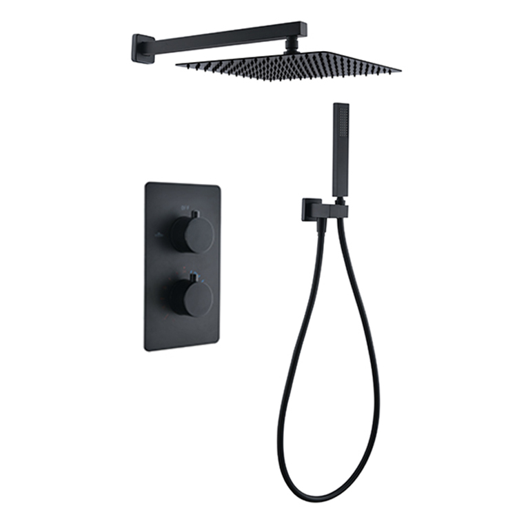 Thermostatic Bath Shower Mixer Taps With Rainfall Shower Head In Wall Mounted