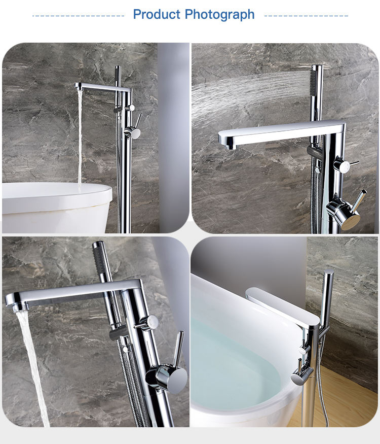 Freestanding Mixer Shower Bath Tap Bathtub Faucet Watermark Floor Mounted Tub Filler Free Standing Modern Bathroom Brass