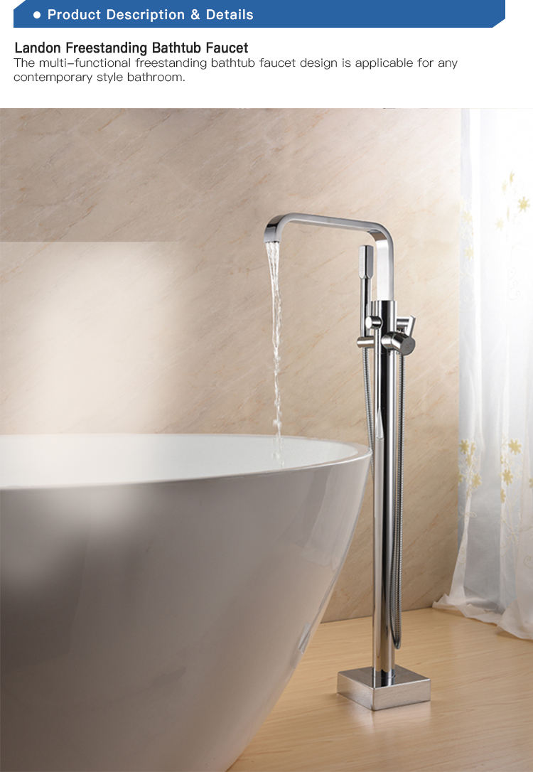 Bathroom Floor Installed Tap Freestanding Bathtub Faucet