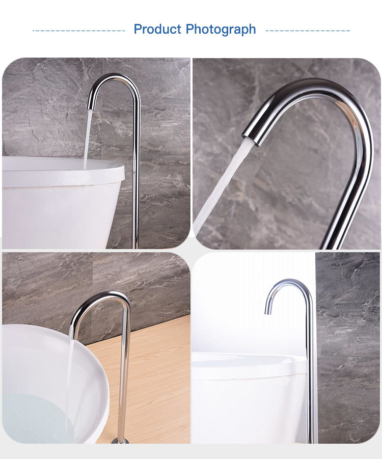 Freestanding Round Goose Neck Floor Mounted Free Standing Bath Spout