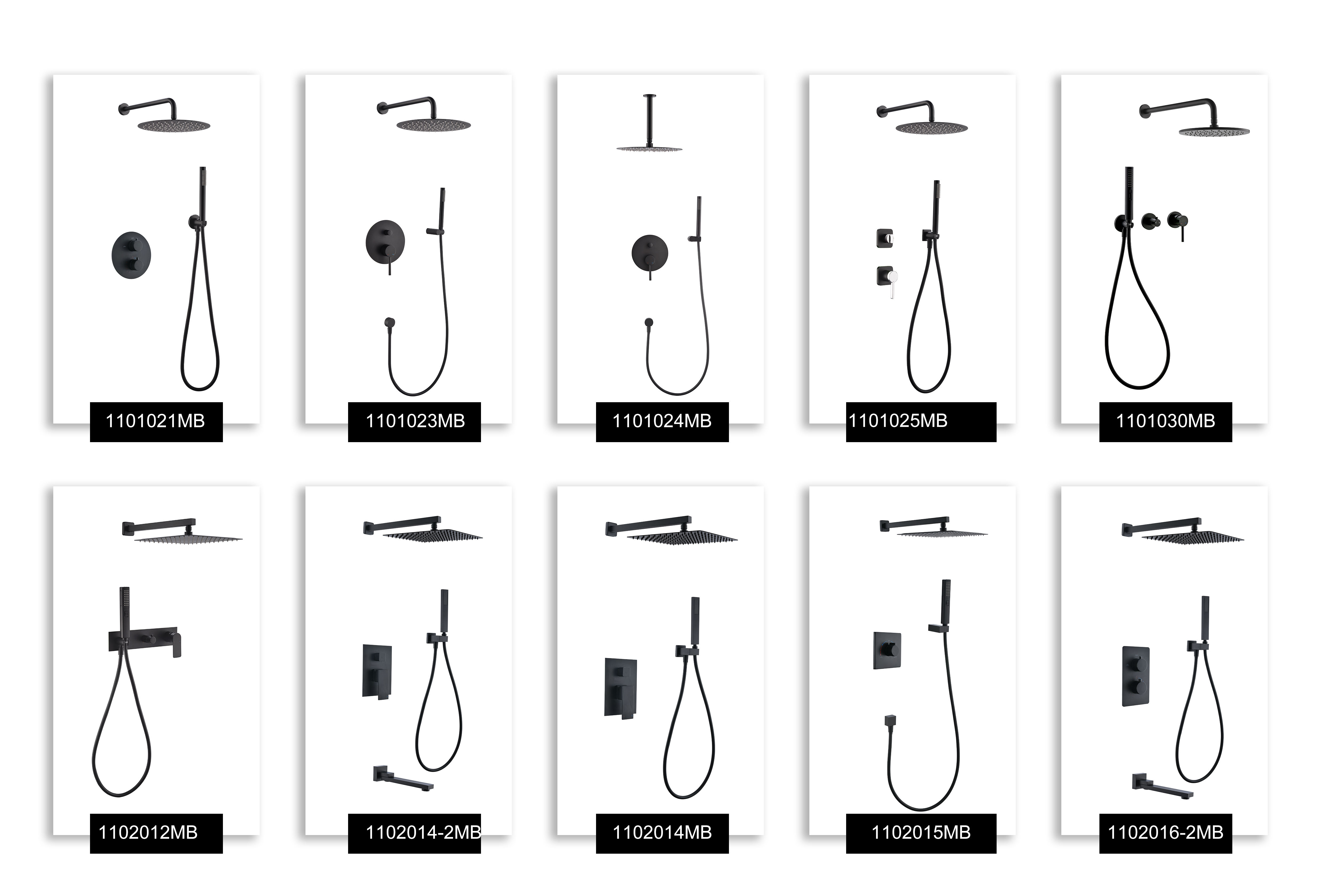 Modern Style Matt Black Shower Set Hotel Bathroom Including Bath Faucet Showers Matte Watermark Rainfall