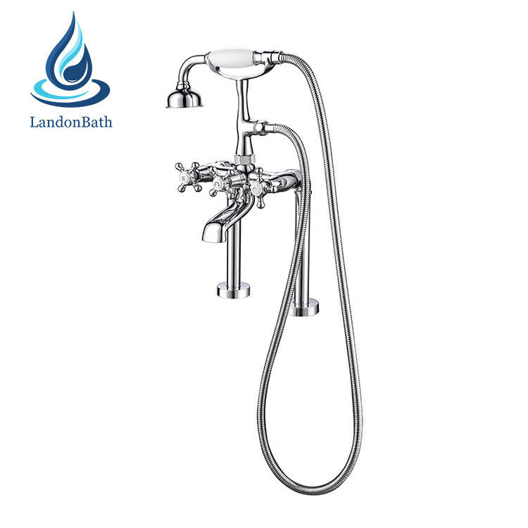 Deck Mounted Shower Set Massage Bathtub Faucet Mixer Tub Side Spout Roman For Upc Faucets Bath Jet