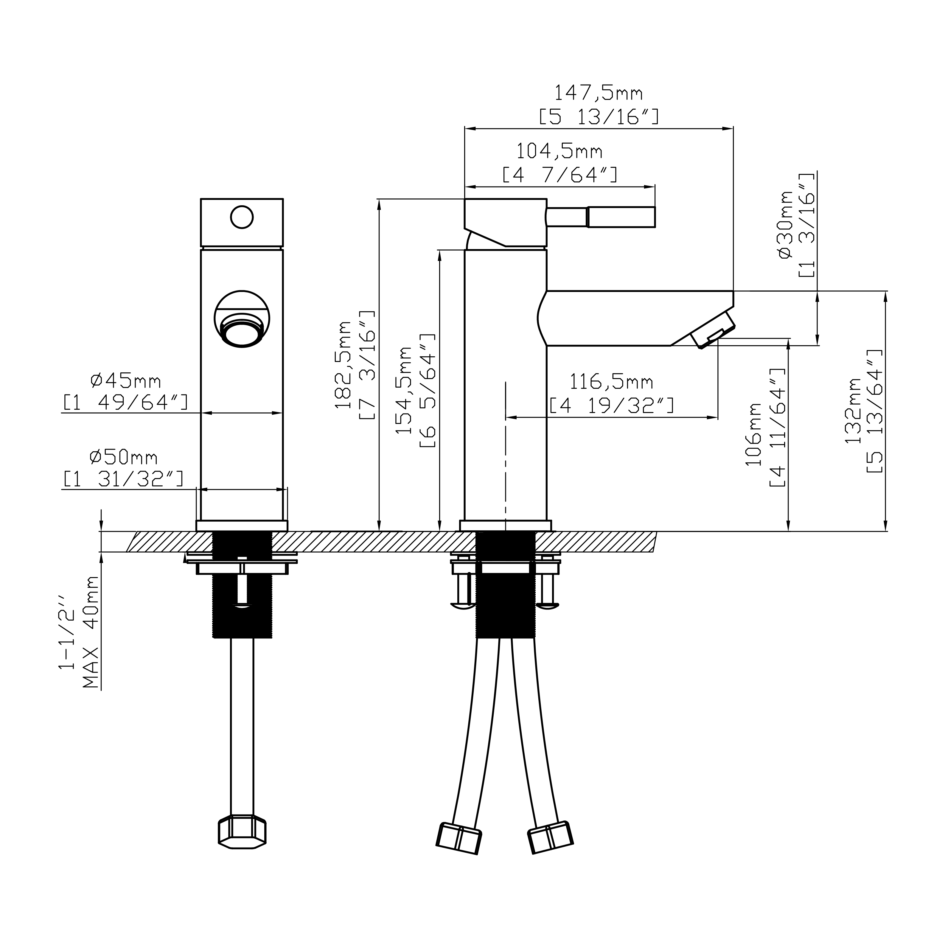 Stainless Steel Satin Bathroom Basin Faucets Hot and Cold Water Mixer