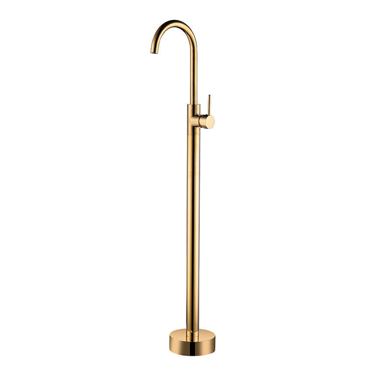 Luxury Gold Free Standing Basin Faucet Sink Floor Mount Mixer Tap Water Hot Cold For Mounted Pedestal Hole Mixers Taps Stand