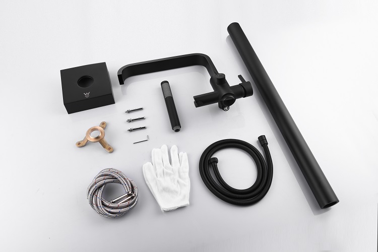 Modern Electroplated Matte Black Stand bathtub Alone Bathroom Free Floor Standing Bath Faucet Tap Mixer Shower