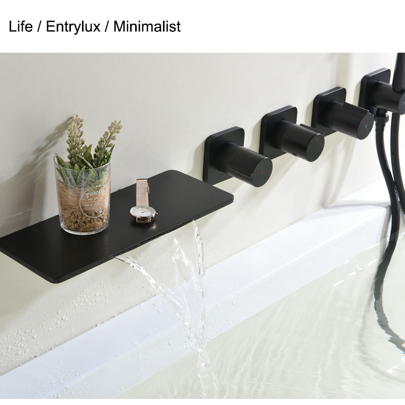 Wall Mounted Shower Mixers Water Fall Tap For Bathtub Faucets Conceal Hidden 5 Holes Bathroom Mixer Faucet Concealed Bath