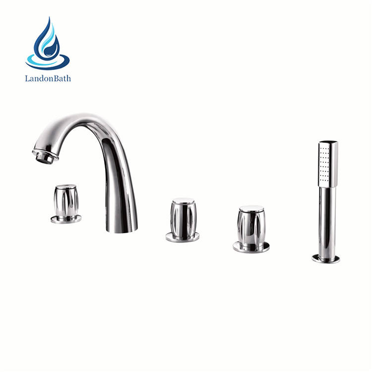 Factory Price Chrome 3 Handles Shower Basin Faucet Bathroom Set 5 Piece Water Fall Bath Mixer