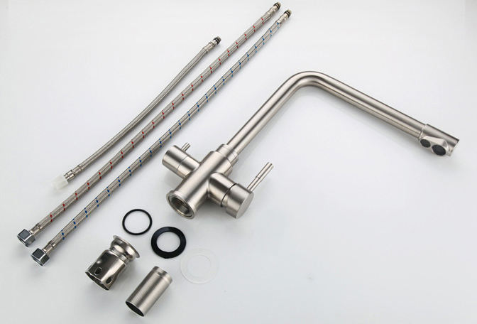 Double Handle Triple Function 304 Stainless Steel 3 Way Ro Kitchen Sink Kitchen Mezcladora Cocina Double Water Filter Faucet