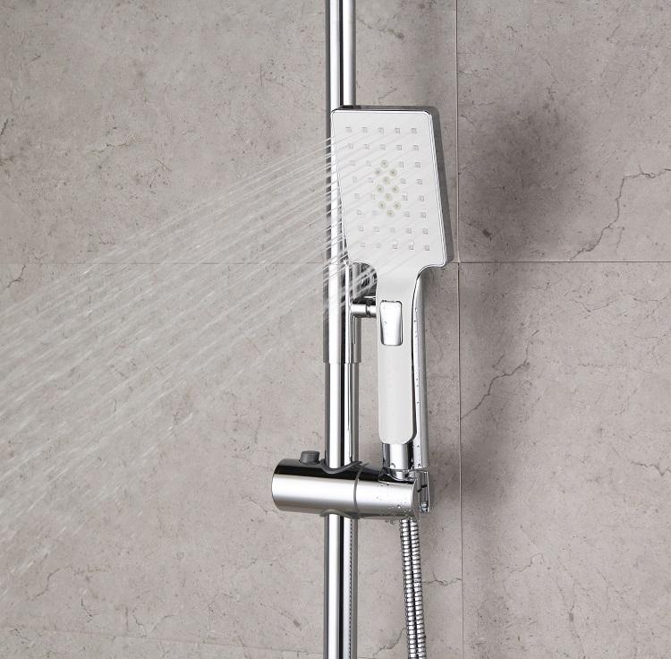 Bathroom Chrome Finish Wall Mounted Rain Shower Set with ABS Square Showerhead Handheld Shower, Grifo de la ducha