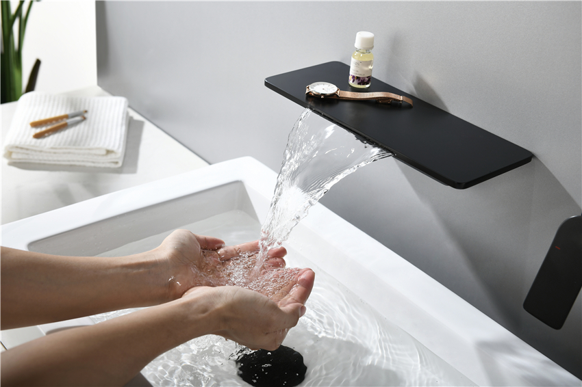 Wall Mounted Basin Mixer Faucet Black Taps Tap Wash Gold Bathroom Faucets Modern Brass Mount