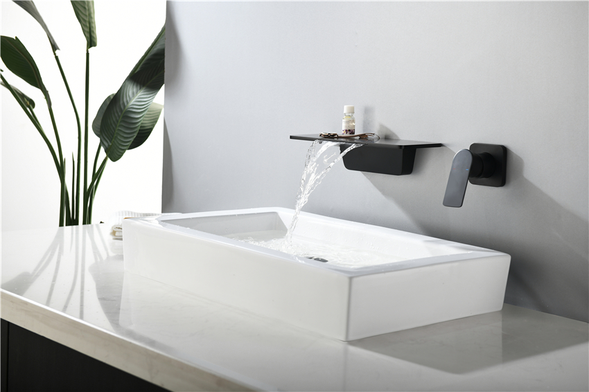Wall Mounted Basin Mixer Faucet Black Taps Tap Wash Gold Bathroom Faucets Modern Brass Mount