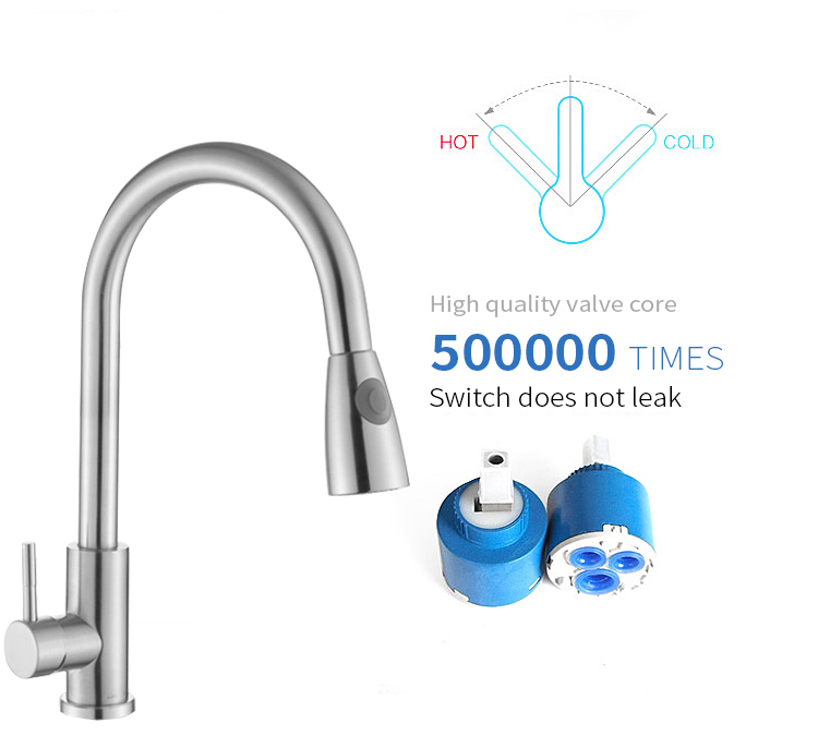 Hot Sale Style OEM Pull Down Kitchen Faucet Kitchen Sink Mixer Brushed Finish