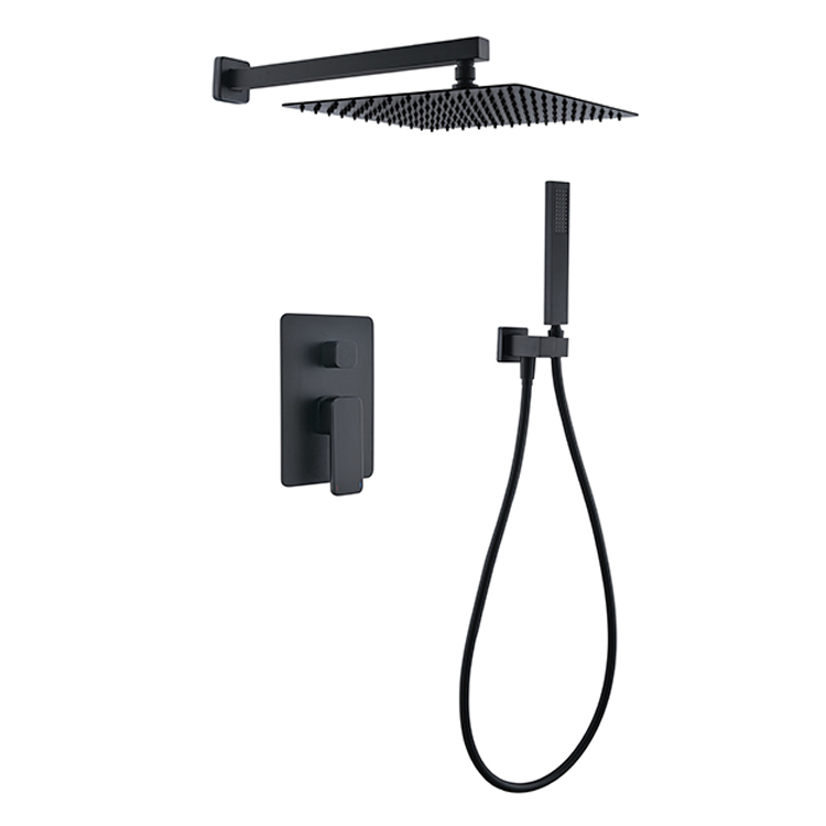 Black Bathroom Shower Hot And Cold In Wall Mounted Rain Concealed Mixer Shower
