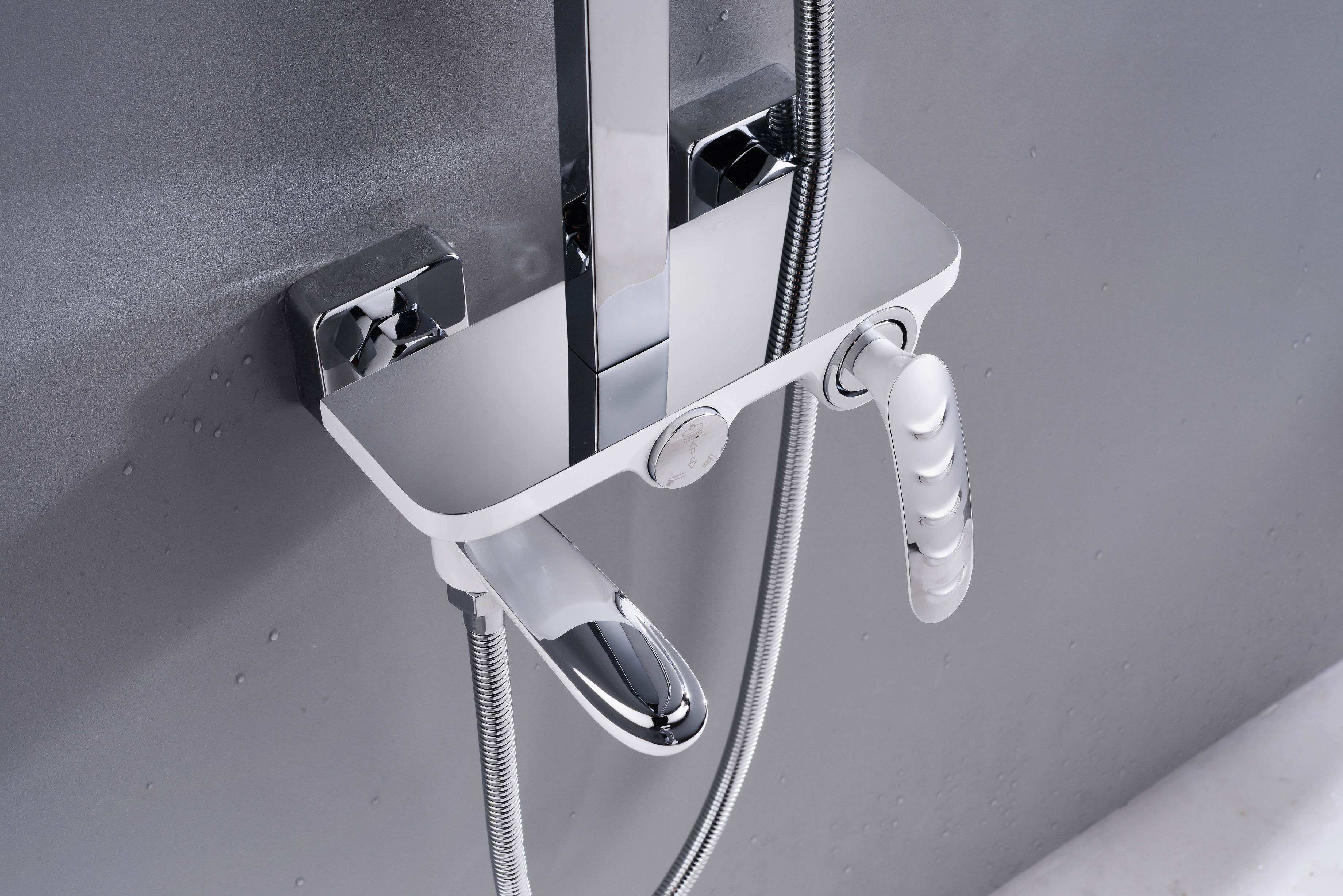 Contemporary Square Rainfall Shower Set White Shower Mixer Single Handle For Bathroom