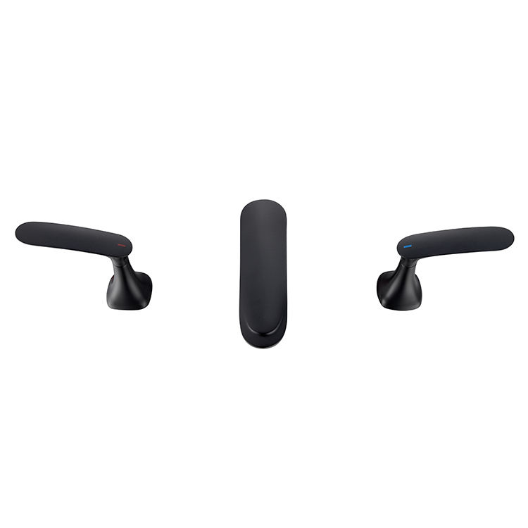 Contemporary Matte Black Wash Basin Faucet 3 Hole Dual Handle Bathroom Water Mixer Taps