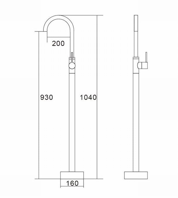 European Electroplated Matte Black Stand Mixer Bath Bathroom Watermark Floor Standing Tapware Design Alone Free Shower Faucet