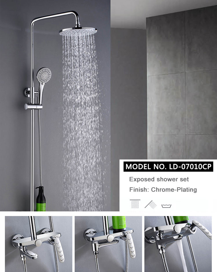 Luxury Chrome Brass Round Shower Set Rain Faucet Mixer Head Wall Mount Bathroom Fixtures