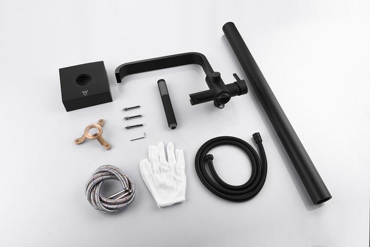 Modern Electroplated Matte Black Stand bathtub Alone Bathroom Free Floor Standing Bath Faucet Tap Mixer Shower