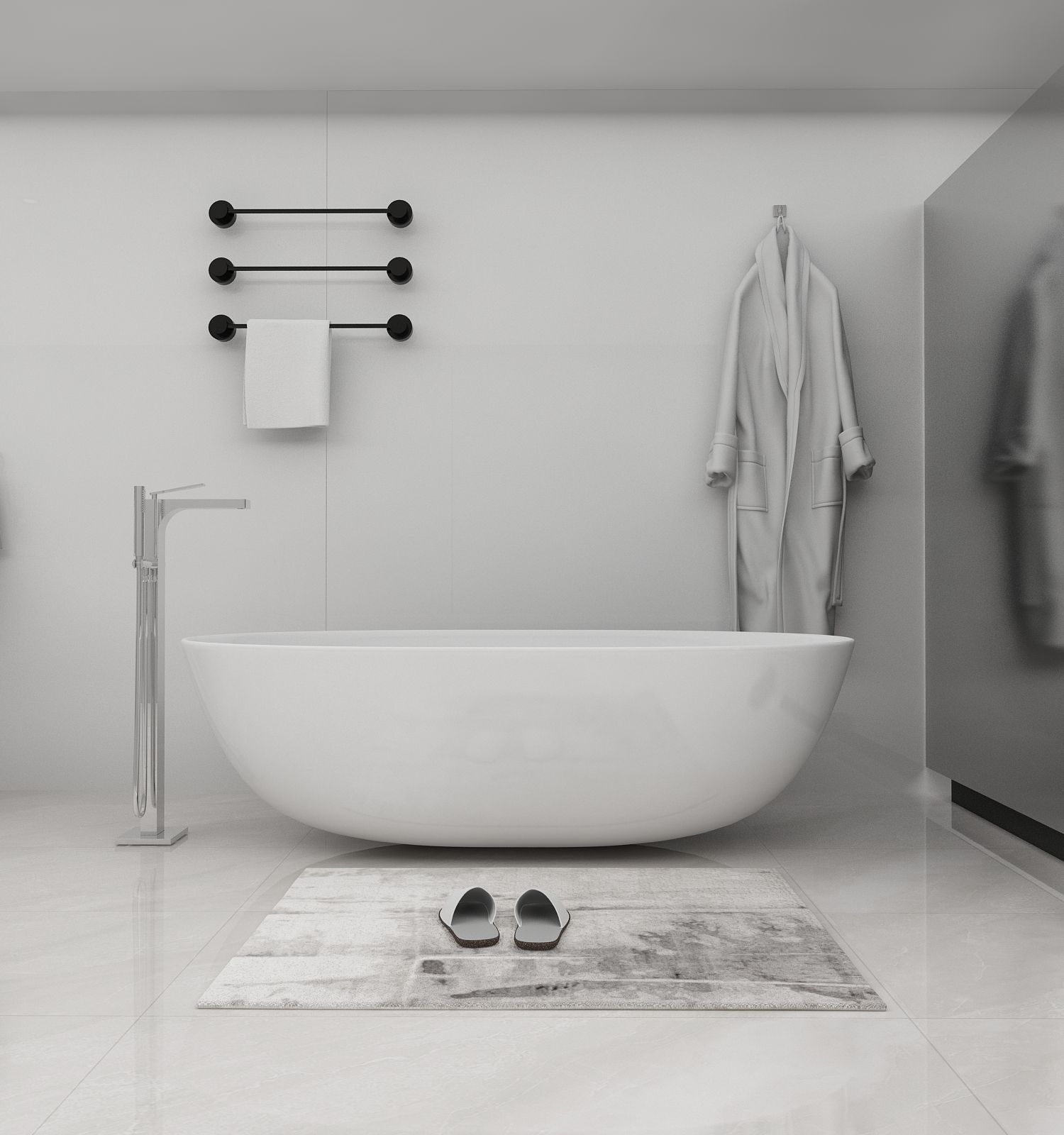 Modern Square Chrome High Flow Rate Brass Floor Mounted Bathtub Faucet