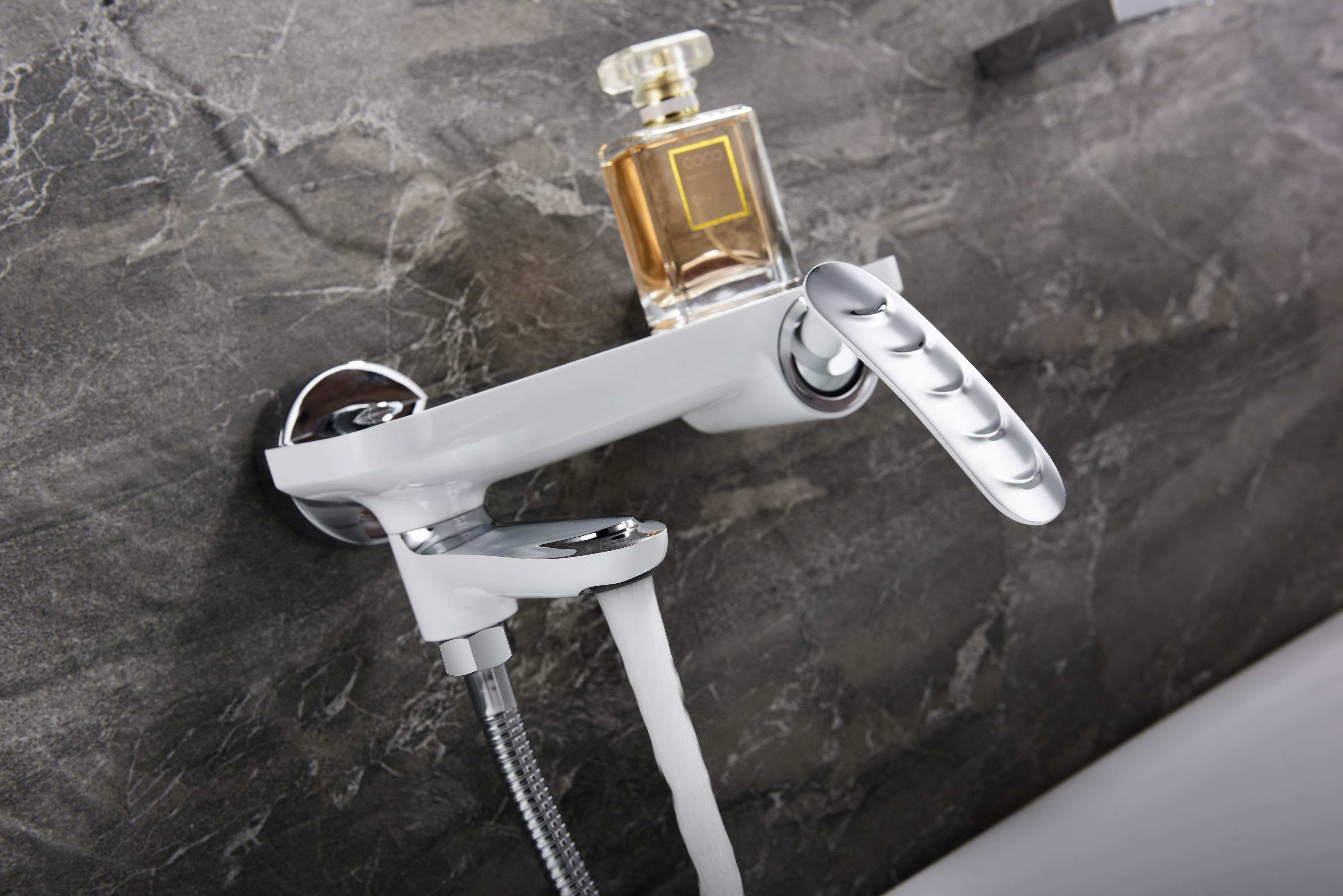 Wall Mounted Bath Shower Mixer Bathroom Bath Faucet White Shower Mixer Single Handle
