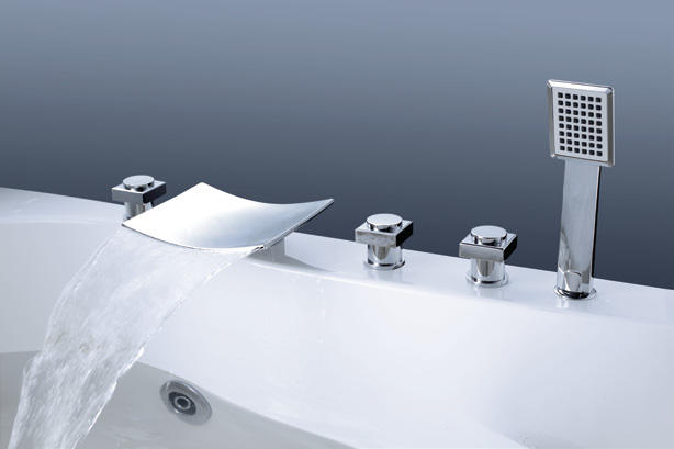 Factory Price Chrome 3 Handles Shower Basin Faucet Bathroom Set 5 Piece Water Fall Bath Mixer