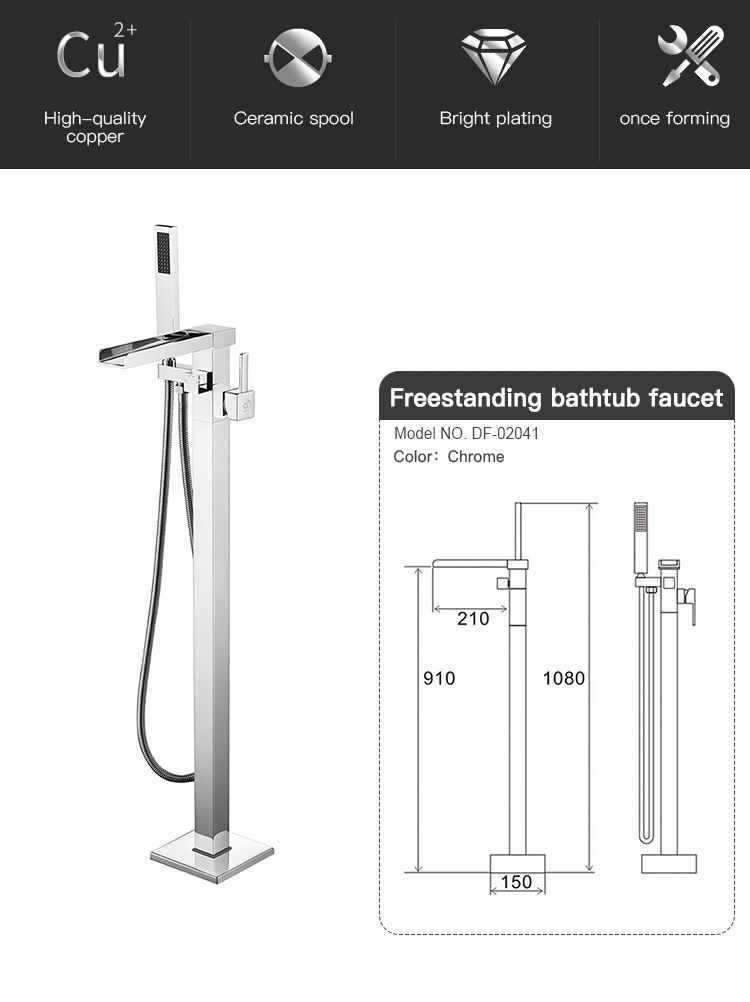 cUPC Freestanding Bath Faucet Brass Body Bathtub Shower Water Faucets with Handheld Sprayer