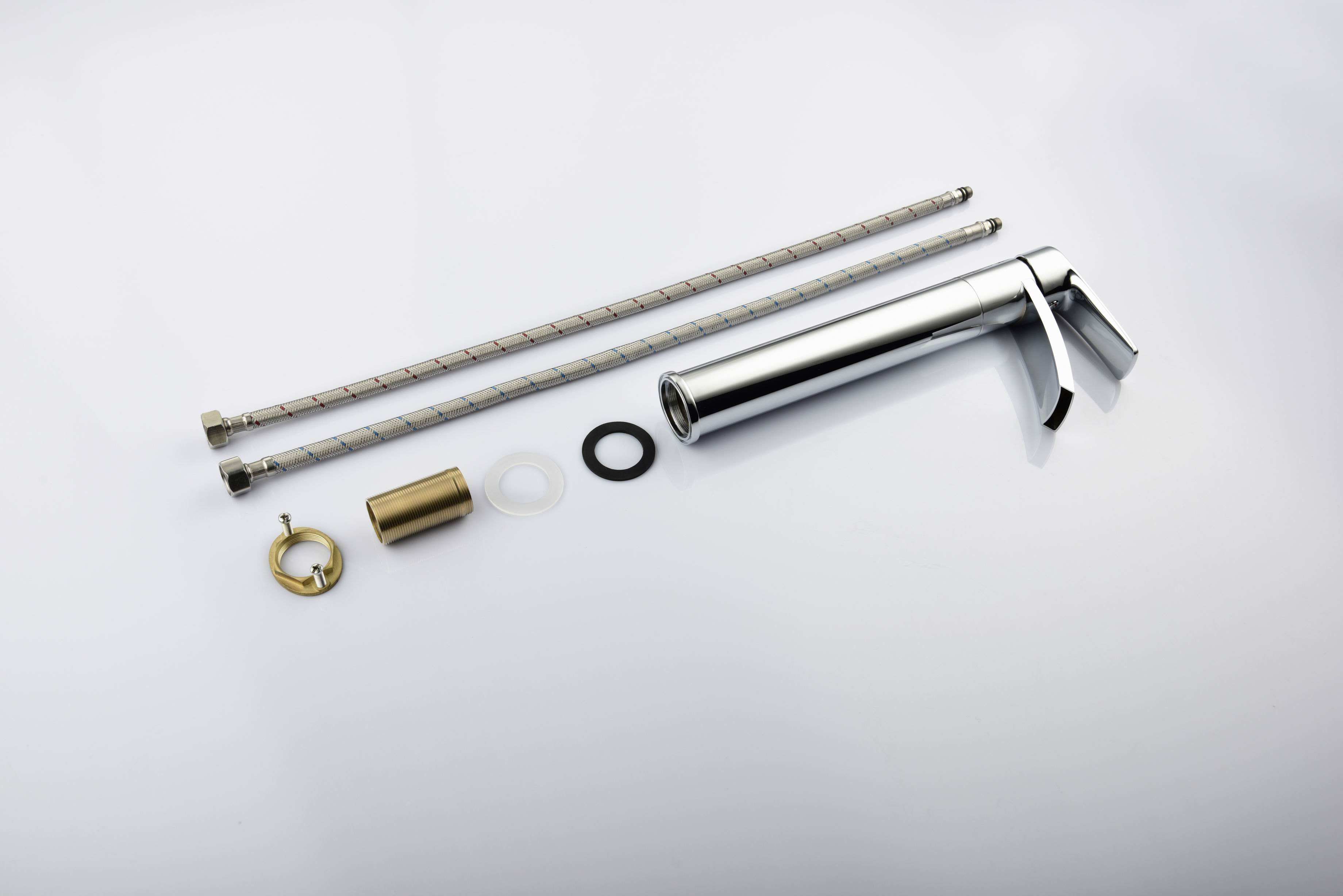 Elegant Square Single Lever Brass Countertop High Neck Basin Faucet From Chinese Factory