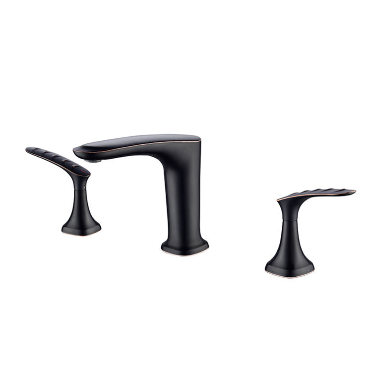 Antique Split Basin Mixer Double Handle Copper Wash Basin Faucet Three Hole