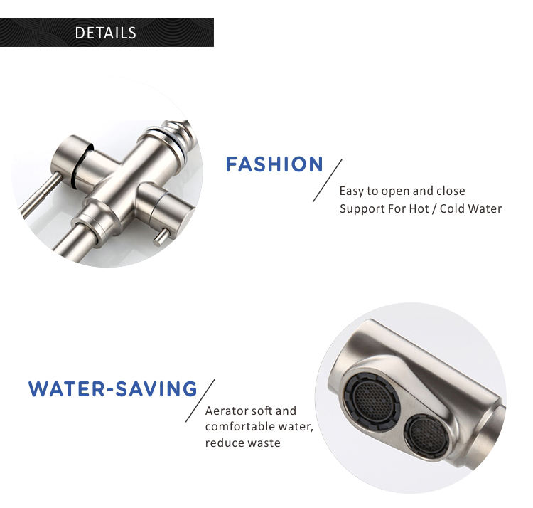 Double Handle Triple Function 304 Stainless Steel 3 Way Ro Kitchen Sink Kitchen Mezcladora Cocina Double Water Filter Faucet