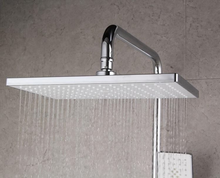 Bathroom Chrome Finish Wall Mounted Rain Shower Set with ABS Square Showerhead Handheld Shower, Grifo de la ducha
