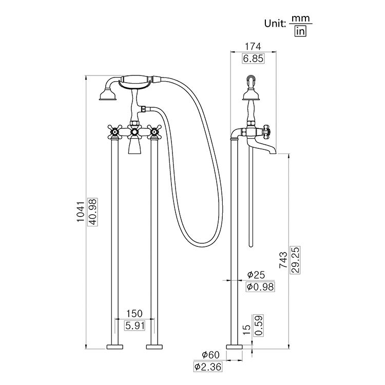 clawfoot tub faucet with shower