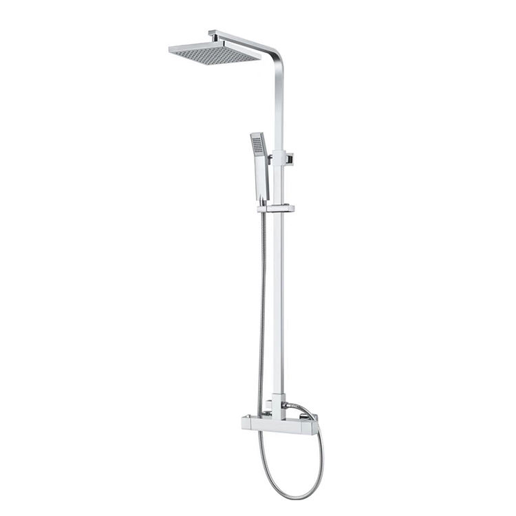 Bathroom Wall Mounted Brass Chrome Thermostatic Bath Rain Shower Mixer Faucet Shower Set