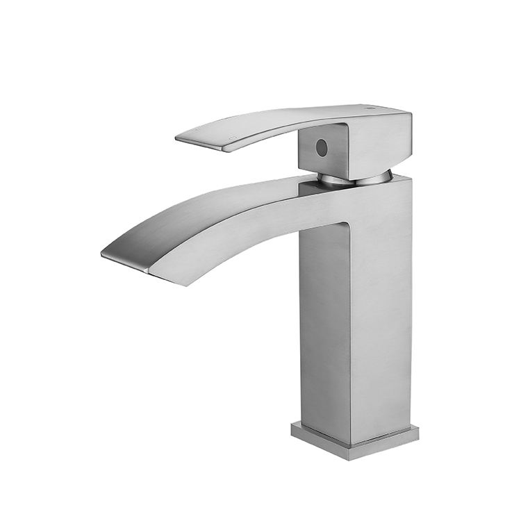 Brushed nickel basin mixer
