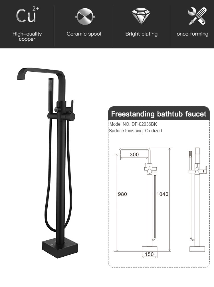 Freestanding Bathtub Faucet Black Floor Stand Bathtub Shower Faucets With Handheld Sprayer