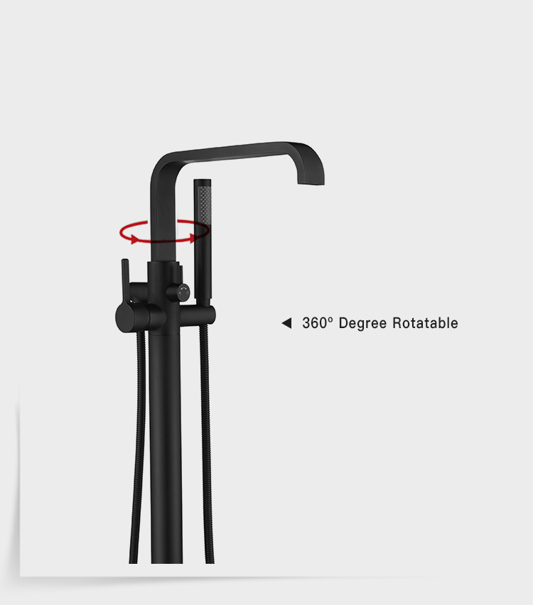 Modern Electroplated Matte Black Stand bathtub Alone Bathroom Free Floor Standing Bath Faucet Tap Mixer Shower