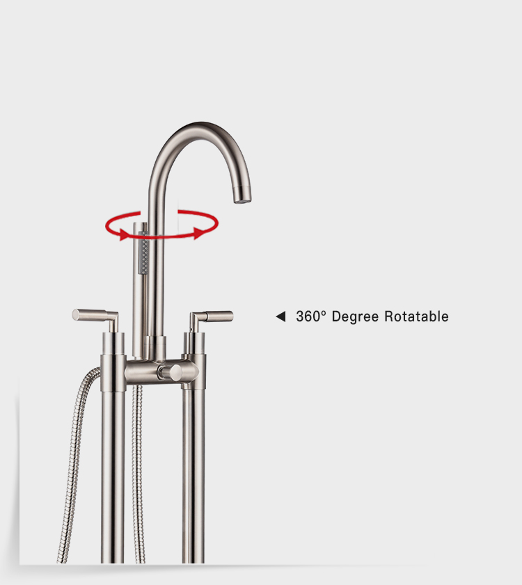Double Handle Floor Standing Bathtub Bath Tub Faucet Freestanding Mixer Tap With Legs