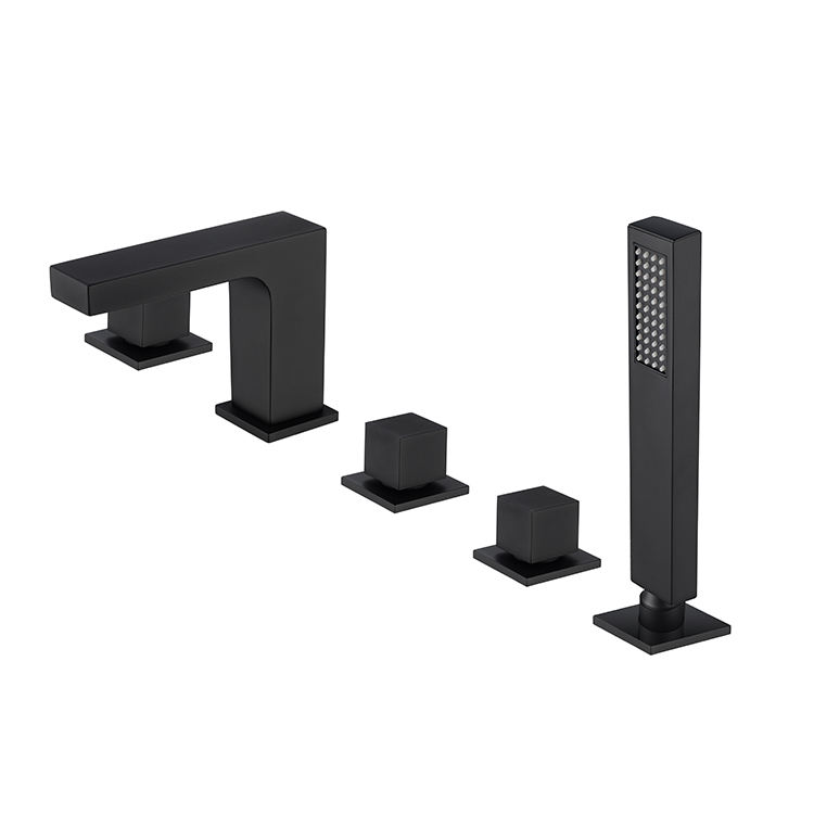 Luxury Design 5 Pieces Bathroom Bath Faucet Brass Matte Black Tub Faucet Fivepiece Bathtub Faucet