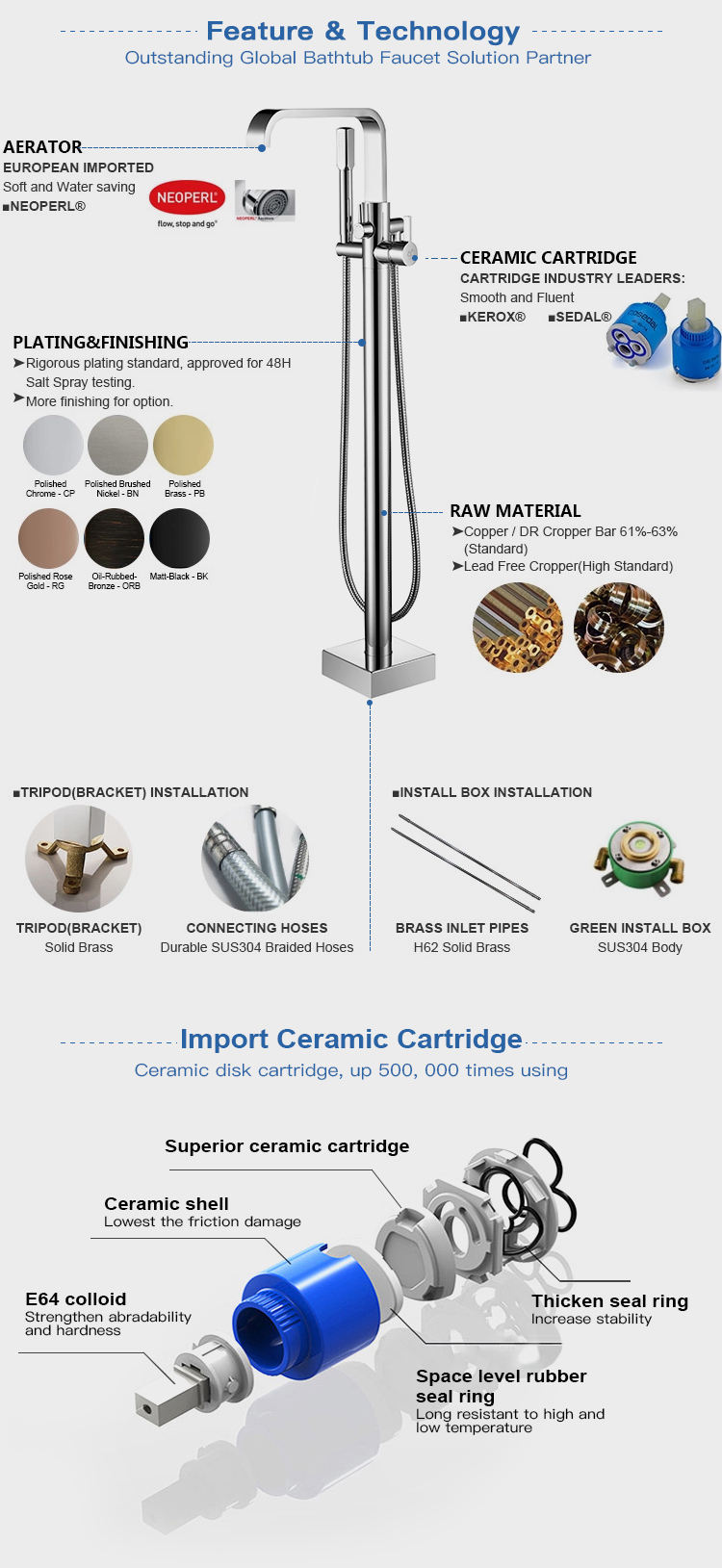 Bathroom Floor Installed Tap Freestanding Bathtub Faucet