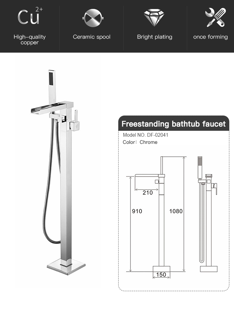 cUPC Freestanding Bath Faucet Brass Body Bathtub Shower Water Faucets with Handheld Sprayer