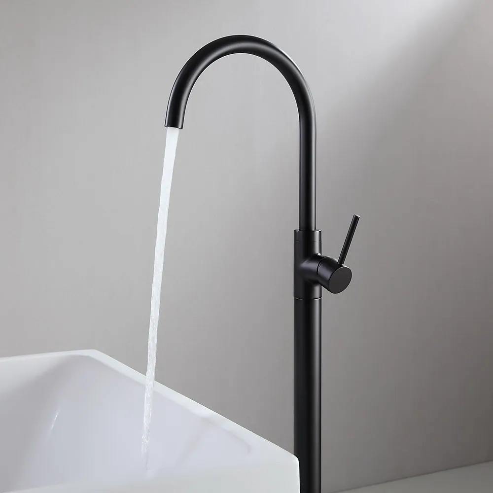 Matte Black Free Standing Bathtub Faucet