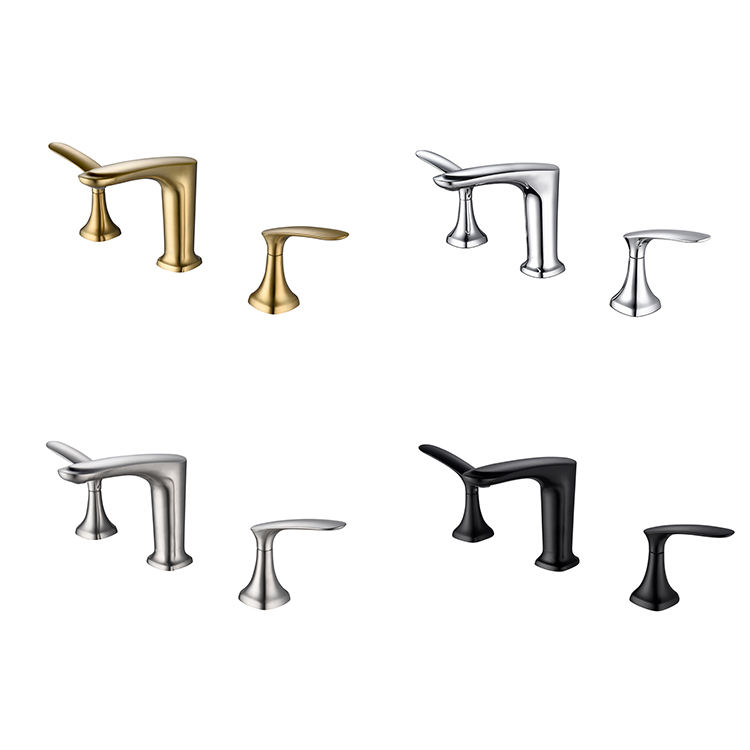 Matt Black Dual Handle Hollow Basin Mixer Bathroom Faucet Double Brass Faucets 