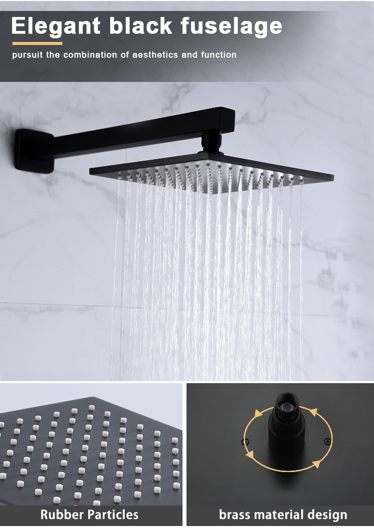 Single Lever Hidden Bath Mixer with Brass Square Shower Set for Hotel Project Shower Mixing Valve