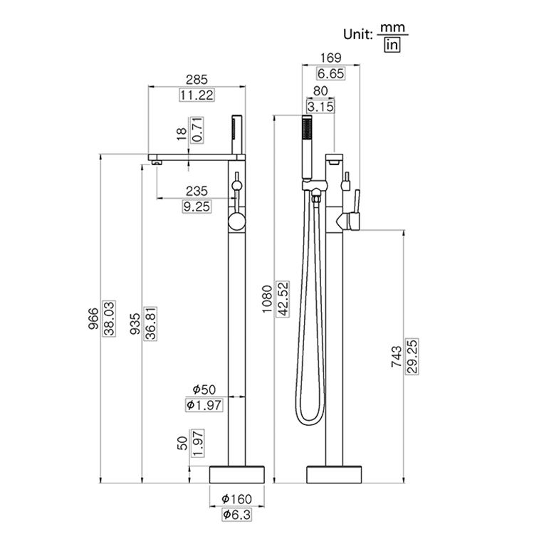 freestanding tub faucet with shower