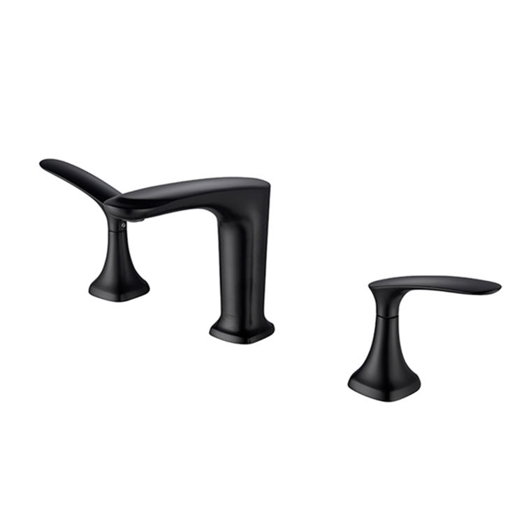 Contemporary Matte Black Wash Basin Faucet 3 Hole Dual Handle Bathroom Water Mixer Taps