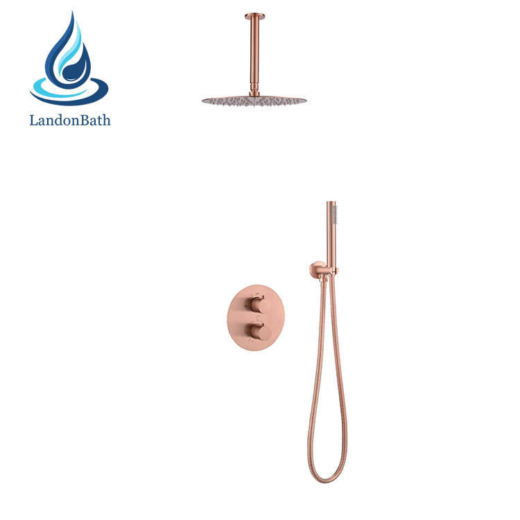 Gold Shower Set Rainfall Faucet Rose Whiteand Inwall Brushed Finish Polished Mixer Handle Black And Head Wall Mount Rain Sets