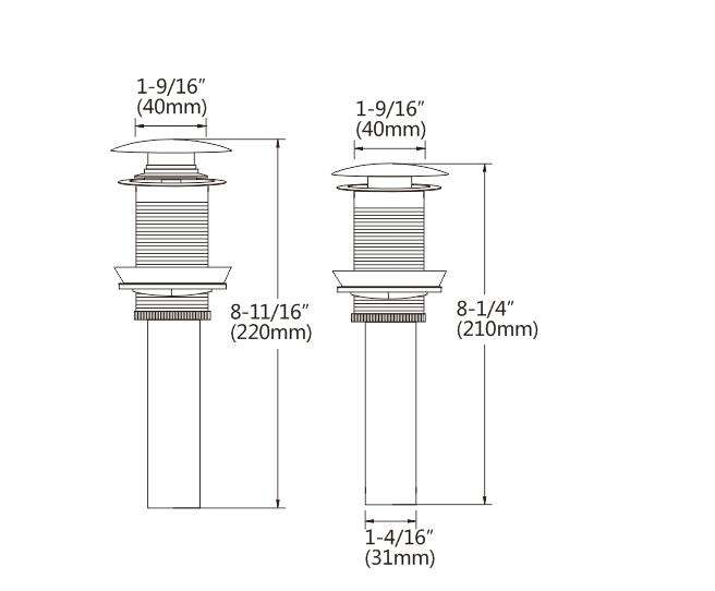 Push and seal pop-up with overflow shower water drain for bathroom black sink stopper