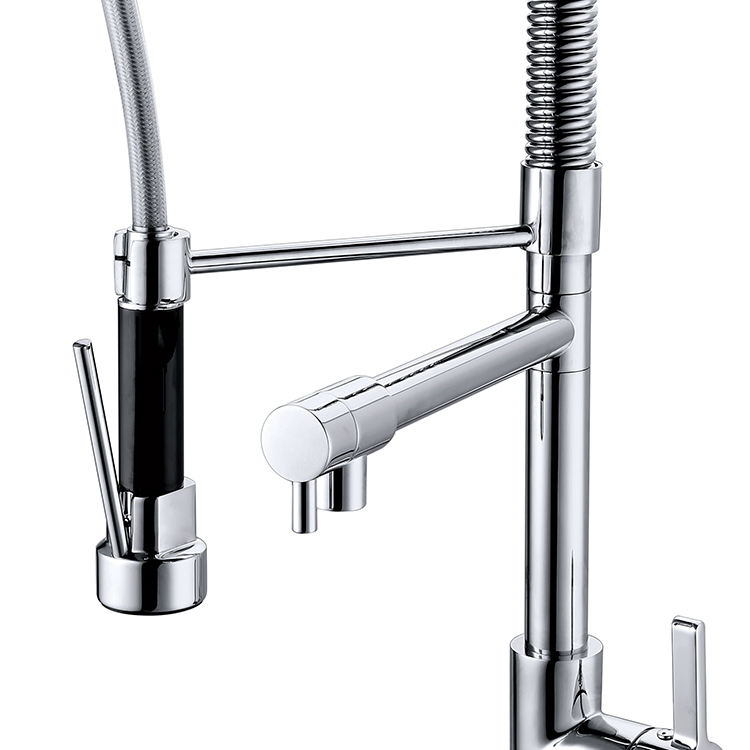 Grifo de agua de cromo de latón comercial Grifo de fregadero de cocina ajustable