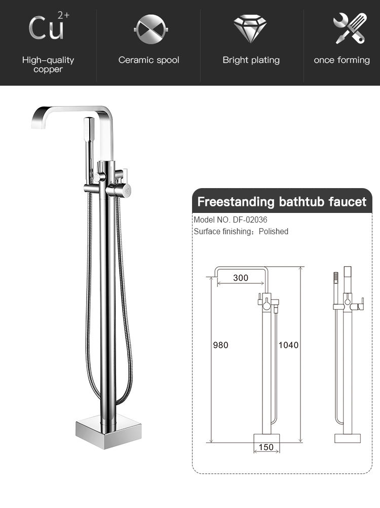 Bathroom Floor Installed Tap Freestanding Bathtub Faucet